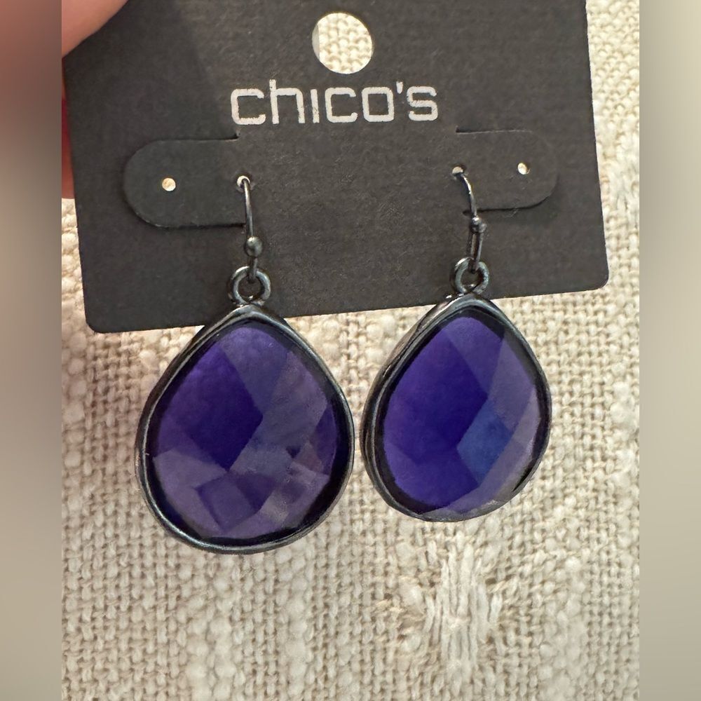 0238-Chico's Purple‎ Teardrop Earrings